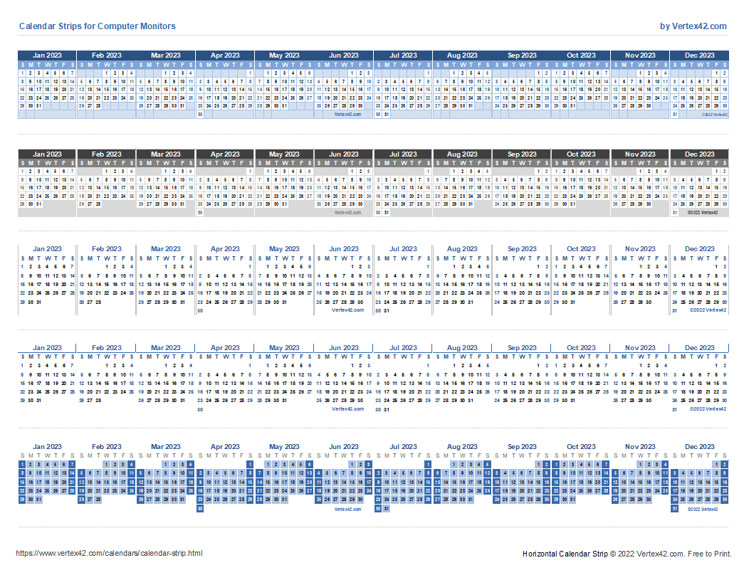 Monitor Calendar Strip Template for Free Printable Monitor Calendar Strips 2025 | CalendarCrazePrint.Com