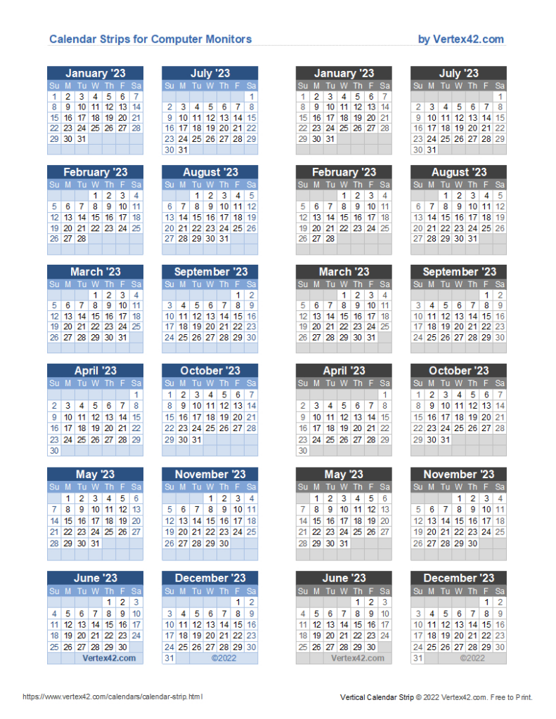 Monitor Calendar Strip Template Regarding  Calendars 2025 | CalendarCrazePrint.Com