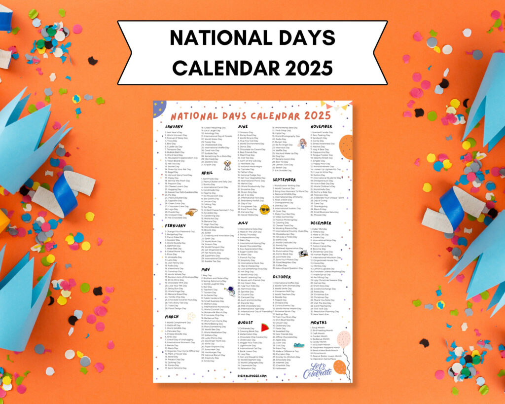 National Days Calendar Printable 2025 National Holidays Calendar Throughout  Calendars 2025 | CalendarCrazePrint.Com