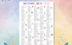 National Days Calendar Printable 2025 National Holidays Calendar throughout Printable National Day Calendar 2025 | CalendarCrazePrint.Com