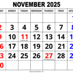 November 2025 Calendar (Free Printable) – Diy Projects, Patterns Throughout November 2025 Printable Calendar With Holidays | CalendarCrazePrint.Com