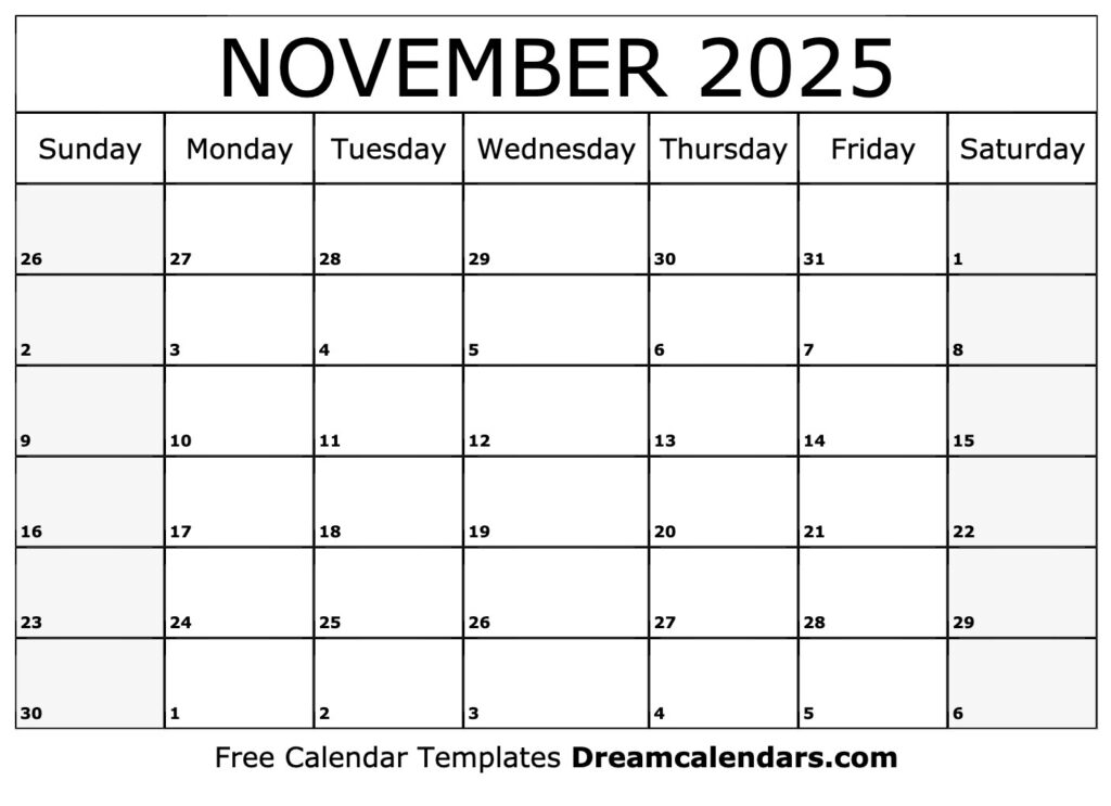 November 2025 Calendar   Free Printable With Holidays And Observances For  Calendars 2025 | CalendarCrazePrint.Com