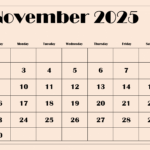 November 2025 Calendar Printable Pdf Template With Holidays In Printable Calendar 2025 November | CalendarCrazePrint.Com