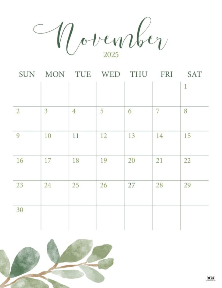 Blank November 2025 Calendar Printable | Calendars 2025