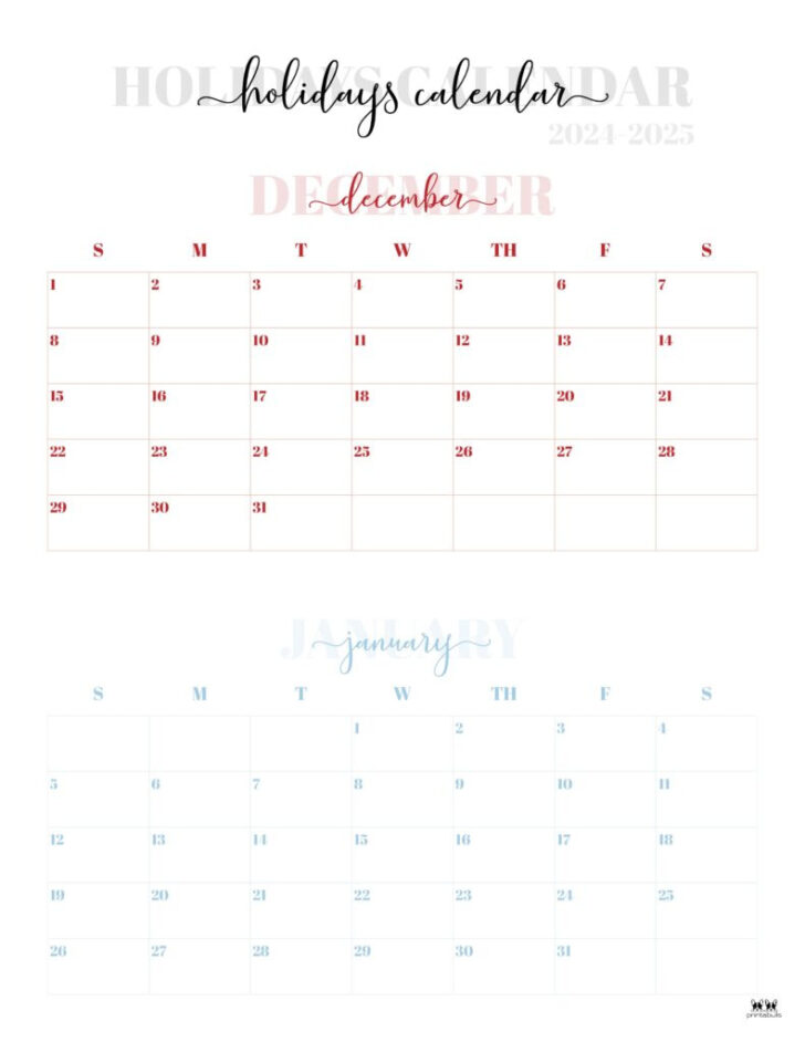 December 2024 January 2025 Calendar Printable | Calendars 2025