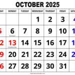 October 2025 Calendar (Free Printable) – Diy Projects, Patterns For  Calendars 2025 | CalendarCrazePrint.Com