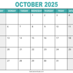 October 2025 Calendar (Free Printable) – Diy Projects, Patterns Throughout Printable Monthly 2025 Calendar  | CalendarCrazePrint.Com