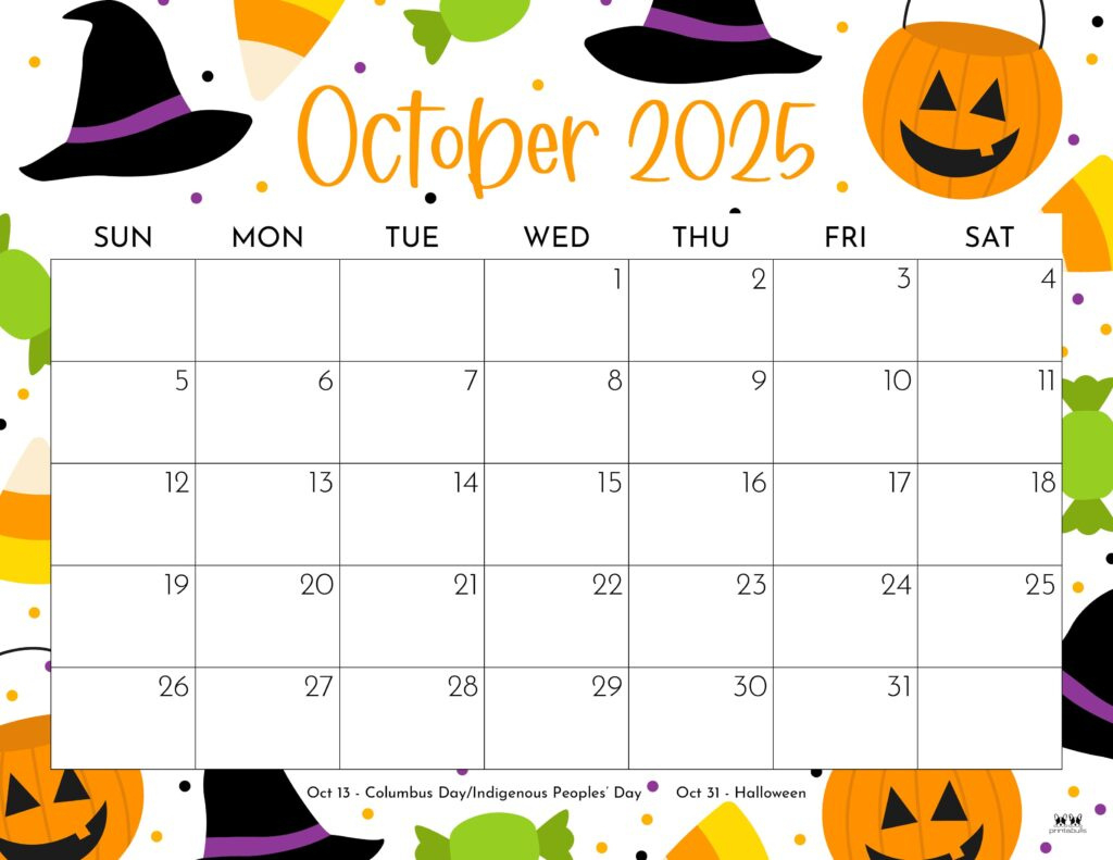 October 2025 Calendars - 107 Free Printables | Printabulls pertaining to Printable October Calendar 2025 | CalendarCrazePrint.Com