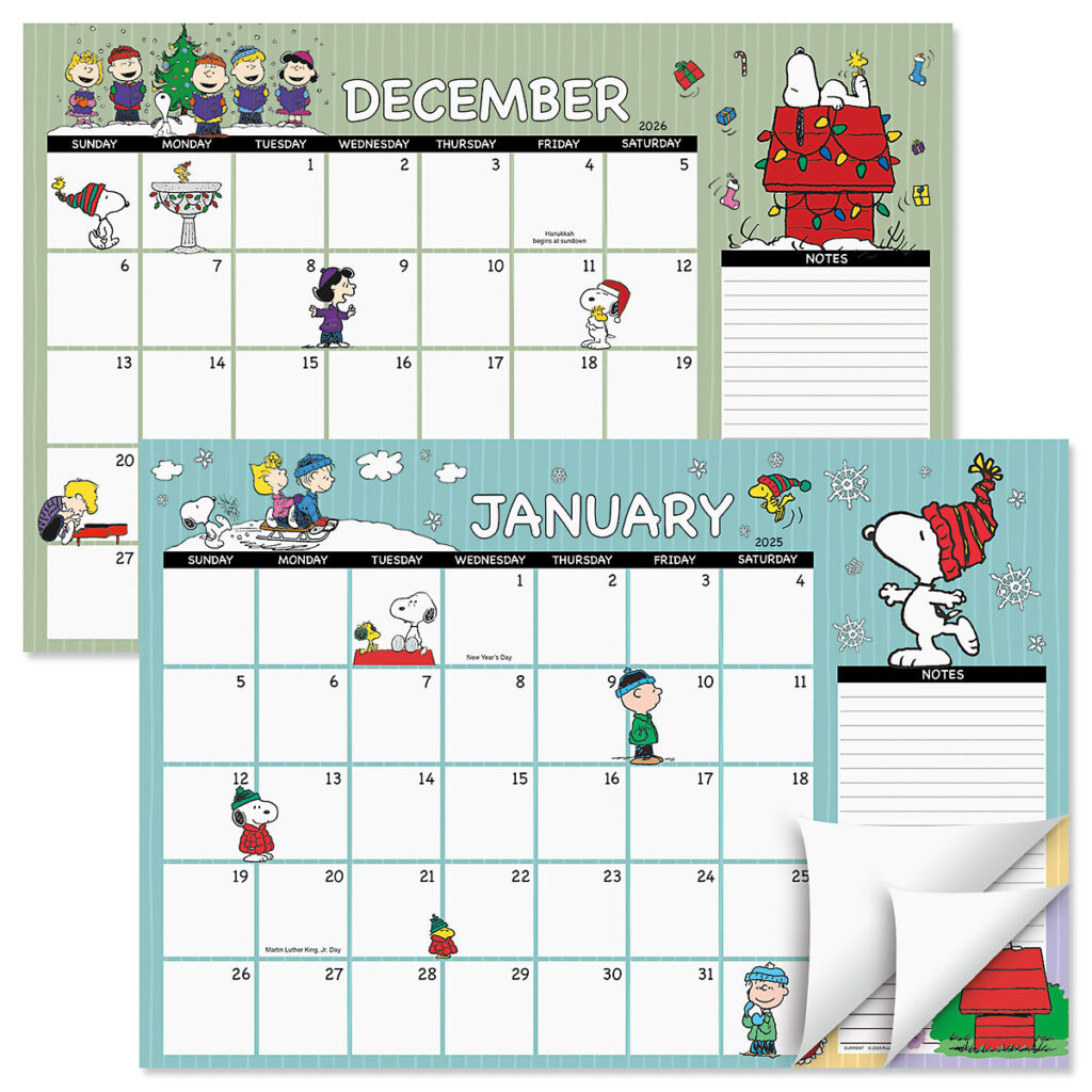 Peanuts® 2025–2026 Calendar Pad | Colorful Images Pertaining To  Calendars 2025 | CalendarCrazePrint.Com