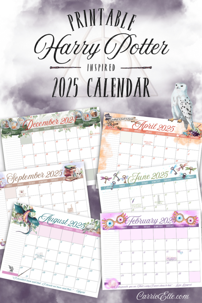 Plan Like A Wizard: 2025 Printable Harry Potter Inspired Calendar Pertaining To Harry Potter Printable Calendar 2025  | CalendarCrazePrint.Com