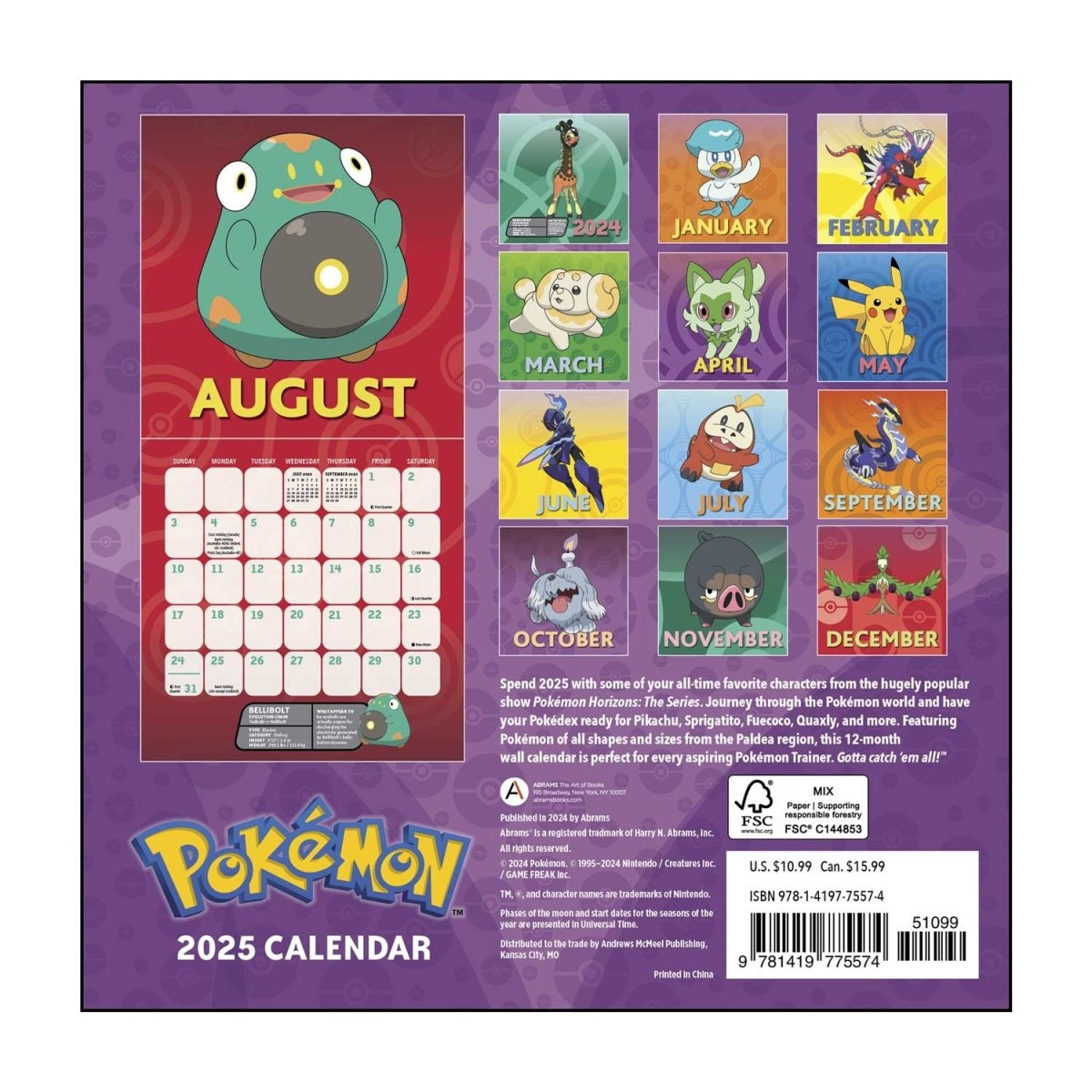 Pokémon 2025 Mini Wall Calendar | Pokémon Center Official Site within Calendars 2025 | CalendarCrazePrint.Com