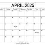 Printable April 2025 Calendar Inside April 2025 Calendar With Holidays Printable  | CalendarCrazePrint.Com