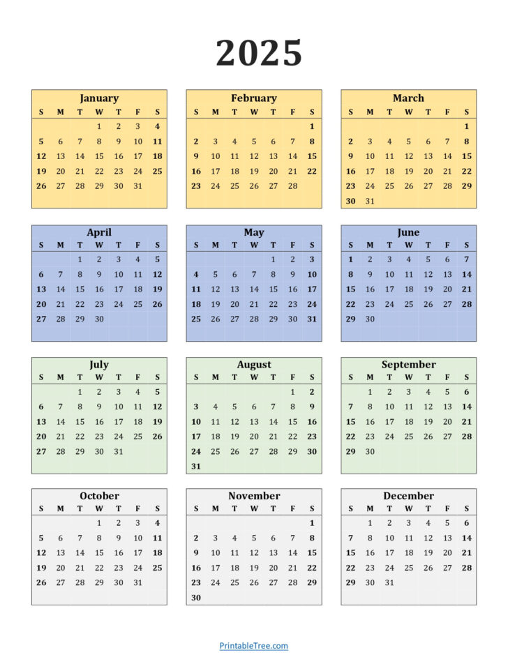 2025 One Page Calendar Free Printable | Calendars 2025