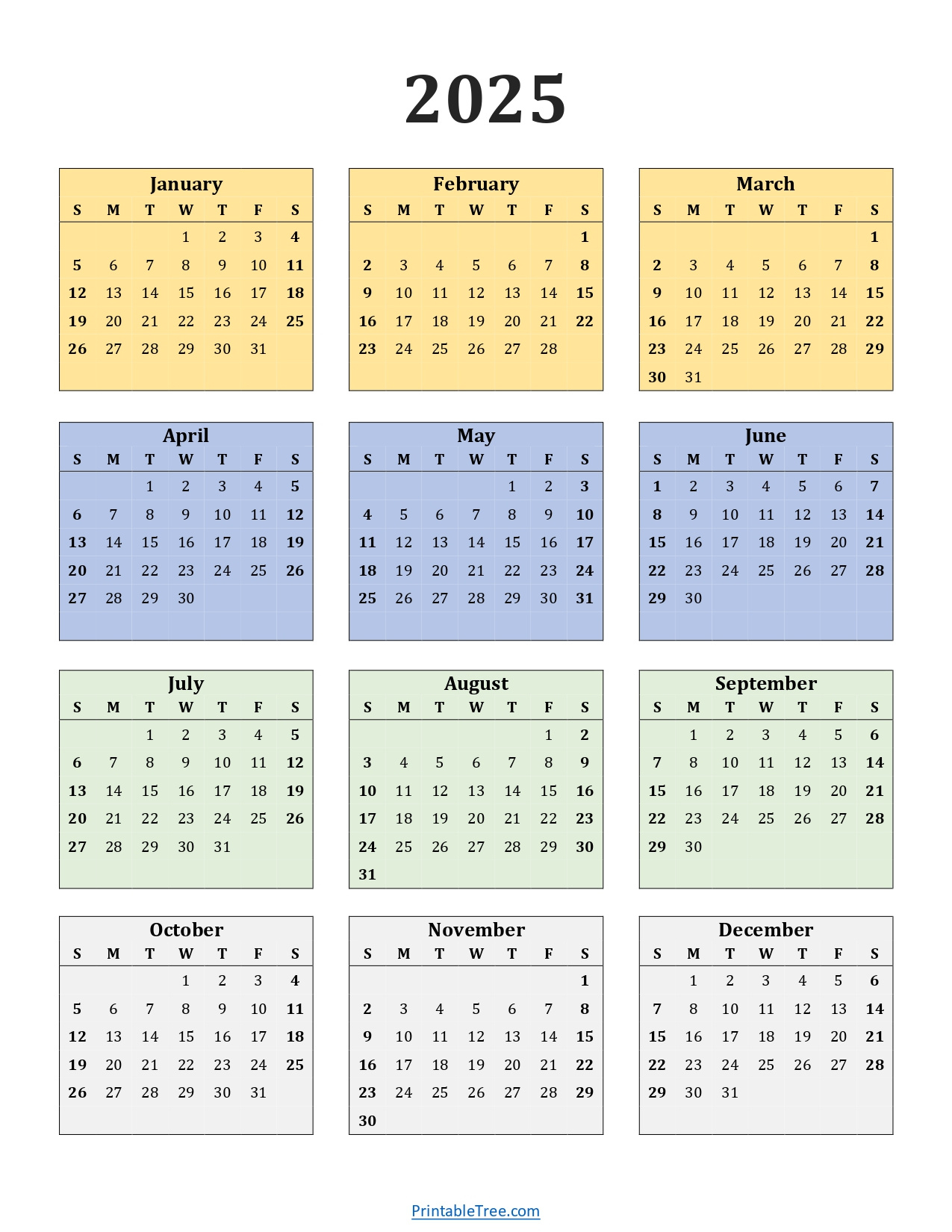 Printable Calendar 2025 One Page With Holidays (Single Page) 2025 for Calendars 2025 | CalendarCrazePrint.Com