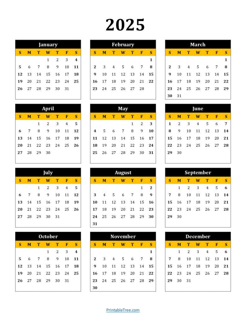 Printable Calendar 2025 One Page With Holidays (Single Page) 2025 Inside 2025 Calendar Portrait Printable | CalendarCrazePrint.Com