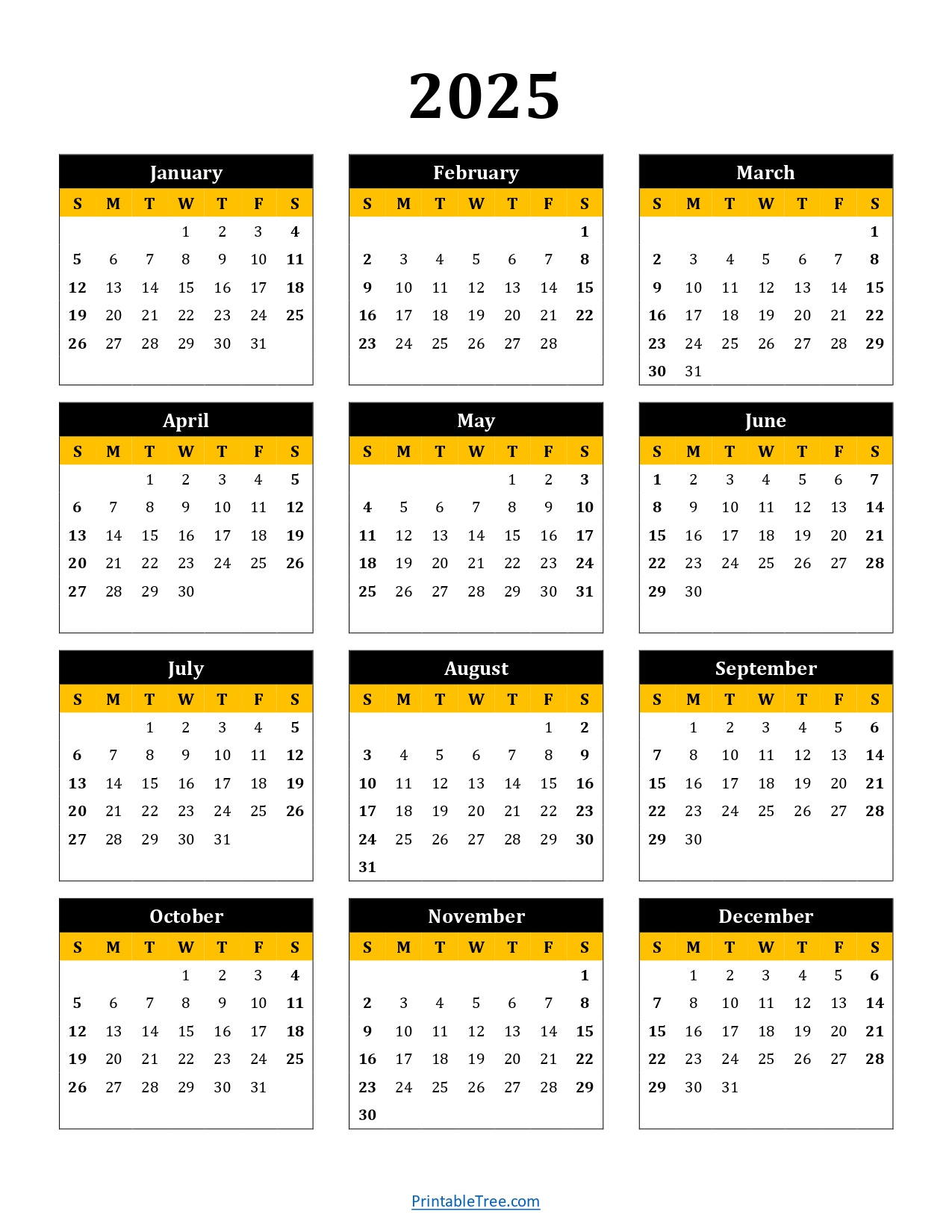 Printable Calendar 2025 One Page With Holidays (Single Page) 2025 inside 2025 Calendar Portrait Printable | CalendarCrazePrint.Com