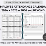 Printable Employee Attendance Calendar Custom Attendance Calendar Intended For  Calendars 2025 | CalendarCrazePrint.Com