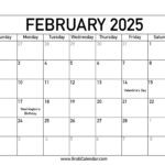 Printable February 2025 Calendar Throughout Free Printable February 2025 Calendar With Holidays  | CalendarCrazePrint.Com