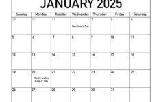 Printable January 2025 Calendar within 2025 Calendar Printable Monthly With Holidays | CalendarCrazePrint.Com