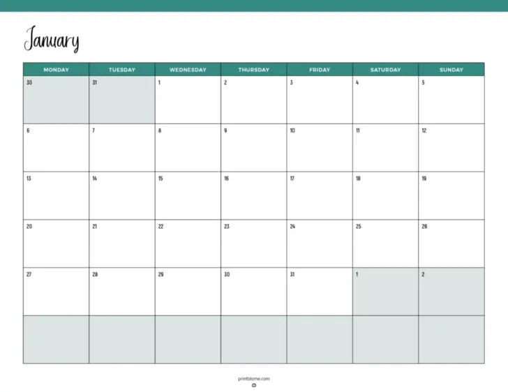 January Calendar Printable 2025 | Calendars 2025