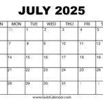 Printable July 2025 Calendar Regarding July 2024 June 2025 Calendar Printable  | CalendarCrazePrint.Com