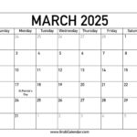 Printable March 2025 Calendar For March 2025 Calendar Printable With Holidays | CalendarCrazePrint.Com