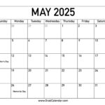 Printable May 2025 Calendar For May 2025 Calendar With Holidays Printable | CalendarCrazePrint.Com