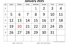 Printable Monthly Calendar 2025 | Free-Calendar-Template intended for  Calendars 2025 | CalendarCrazePrint.Com