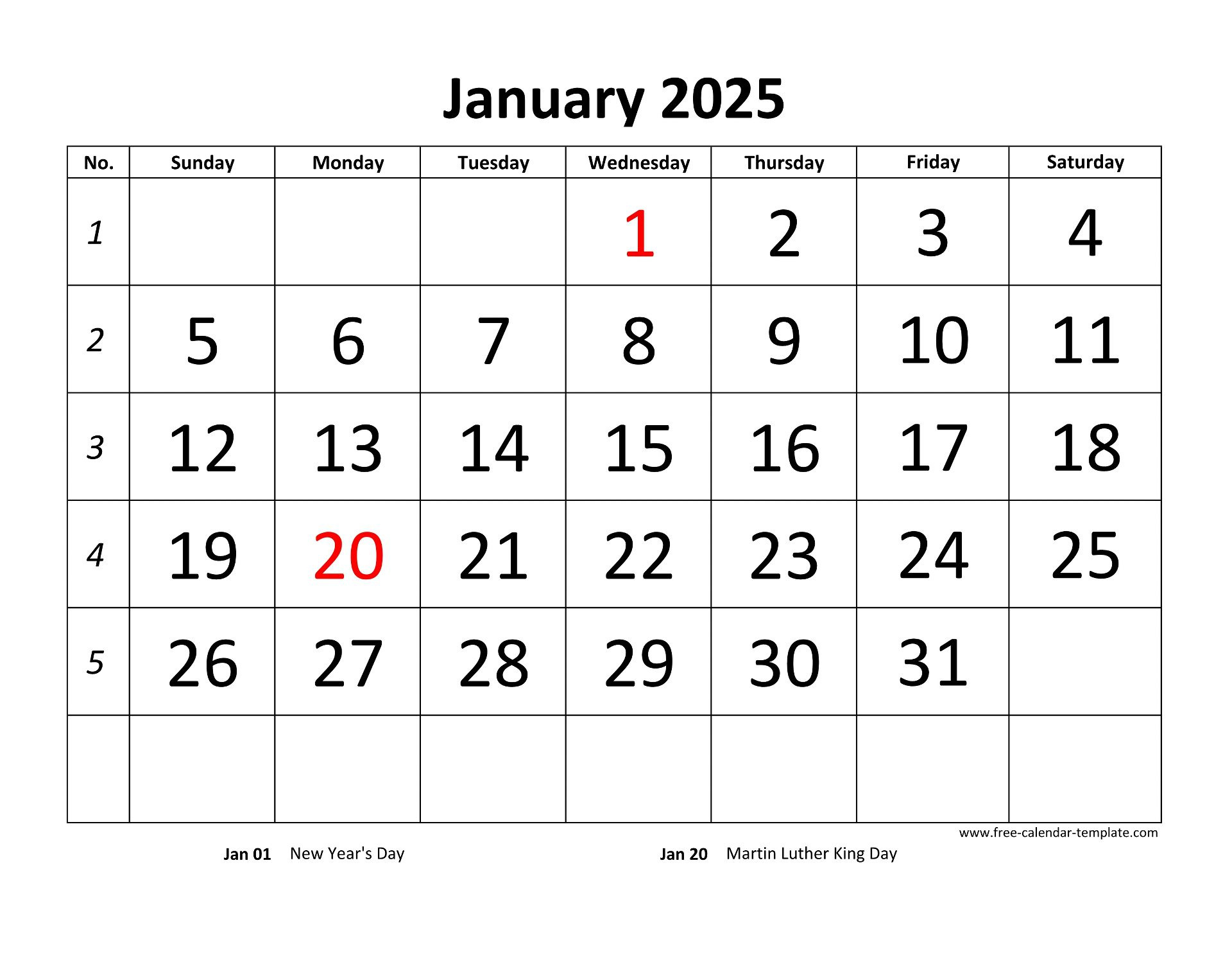 Printable Monthly Calendar 2025 | Free-Calendar-Template with Fillable Printable Calendar 2025 | CalendarCrazePrint.Com