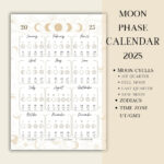 Printable Pdf Lunar Calendar, Moon Phase Calendar 2025   Etsy Inside Printable Moon Calendar 2025  | CalendarCrazePrint.Com