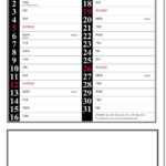 Red & Black Memo Postal Saver Calendar 2025   Rose Calendars With Postal Calendar 2025 Printable | CalendarCrazePrint.Com