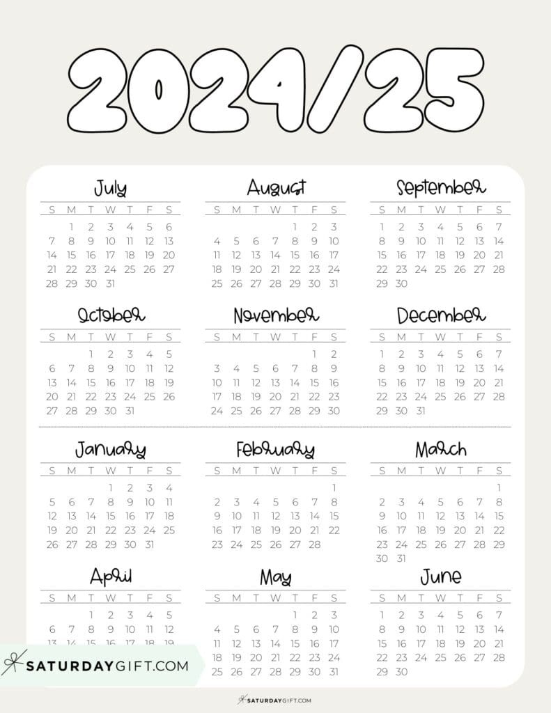 School Calendar Template - 17 Cute Printable Academic Calendars for Calendars 2025 | CalendarCrazePrint.Com