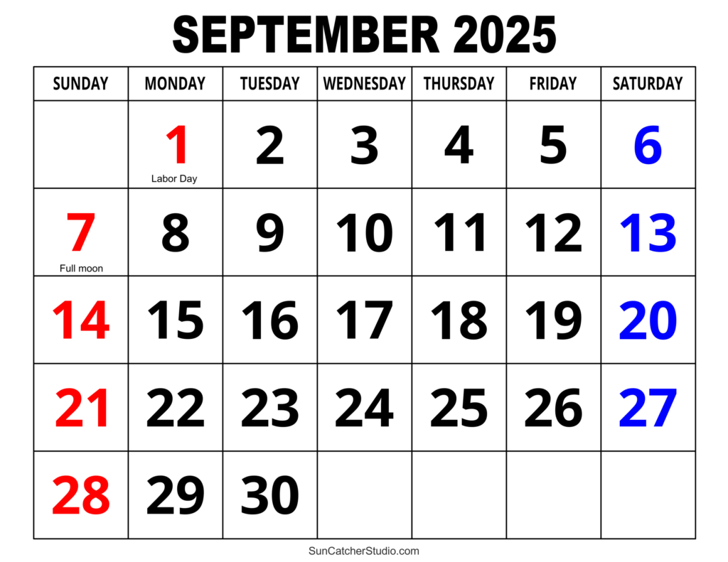 September 2025 Calendar (Free Printable) – Diy Projects, Patterns In Printable Calendar 2025 September  | CalendarCrazePrint.Com