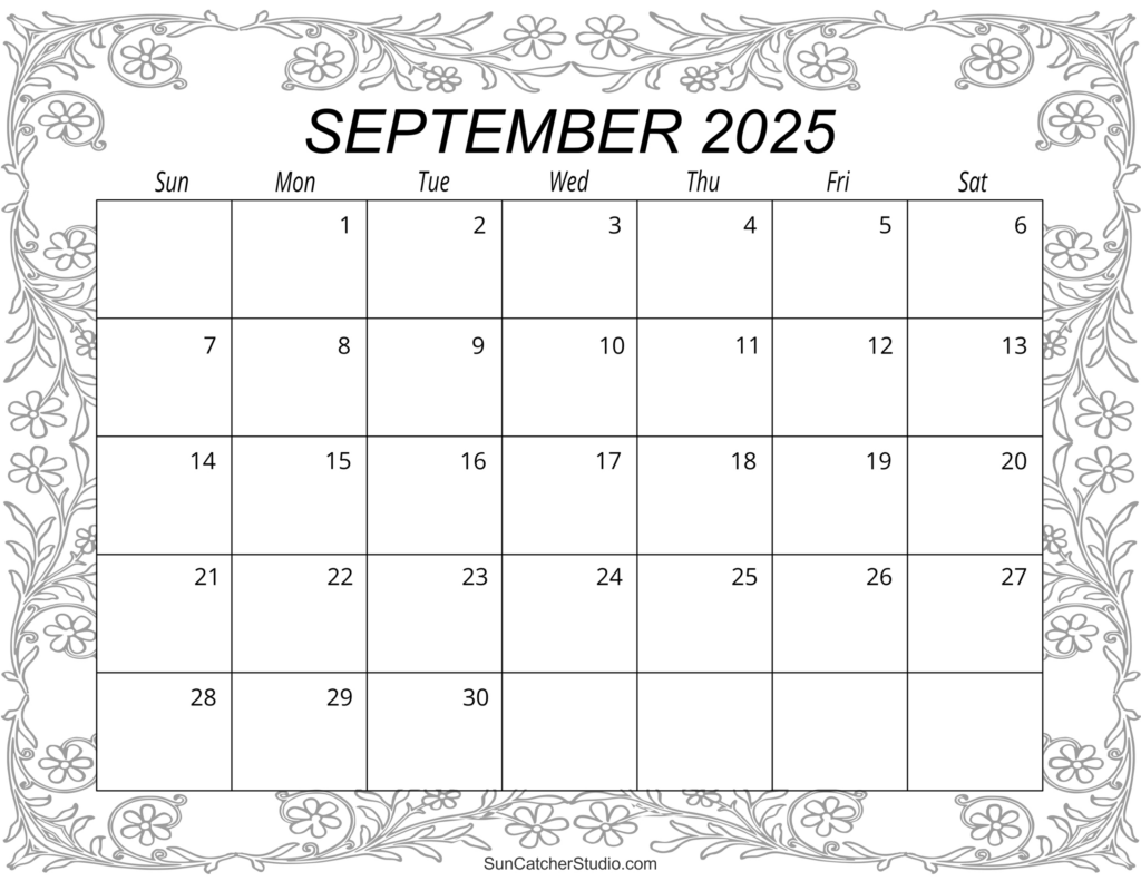 September 2025 Calendar (Free Printable) – Diy Projects, Patterns Throughout Free Printable September Calendar 2025  | CalendarCrazePrint.Com