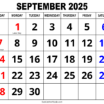September 2025 Calendar (Free Printable) – Diy Projects, Patterns With Regard To Printable Monthly Calendar September 2025  | CalendarCrazePrint.Com
