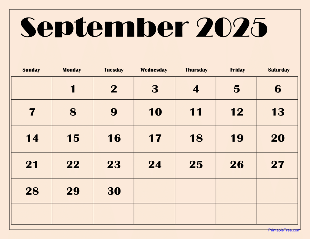 September 2025 Calendar Printable Pdf Template With Holidays In September 2025 Printable Calendar Free  | CalendarCrazePrint.Com