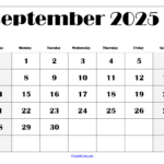 September 2025 Calendar Printable Pdf Template With Holidays Regarding Printable September 2025 Calendar  | CalendarCrazePrint.Com