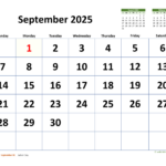 September 2025 Calendar With Extra Large Dates | Wikidates Intended For Printable Calendar September 2025 June 2025  | CalendarCrazePrint.Com