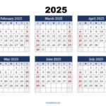 Six Month Calendar 2024 2025 Printable Pdf  6 Months Calendar In  Calendars 2025 | CalendarCrazePrint.Com