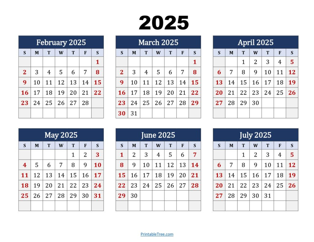 Six Month Calendar 2024-2025 Printable Pdf- 6 Months Calendar in Calendars 2025 | CalendarCrazePrint.Com