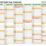 Split Year Calendars 2024/2025 (July To June)   Pdf Templates For Printable Calendar July 2024 To June 2025 | CalendarCrazePrint.Com