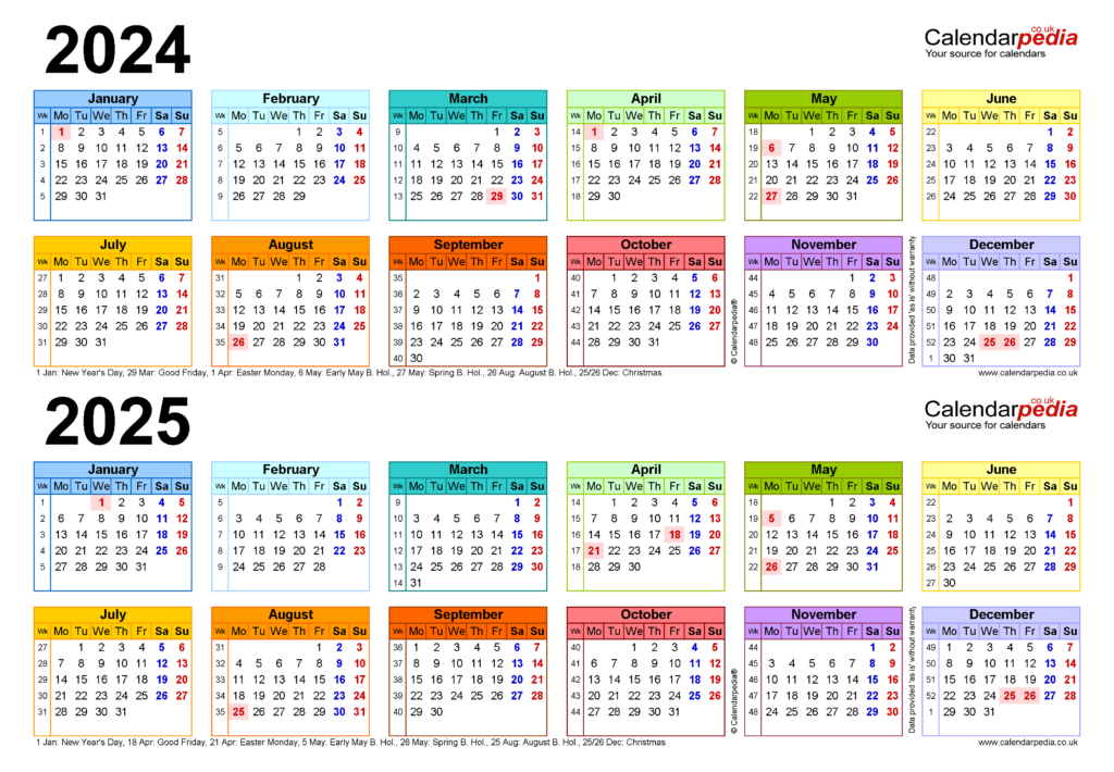 Two Year Calendars For 2024 And 2025 (Uk) For Pdf Regarding Free Printable 2 Year Calendar 2024 And 2025 | CalendarCrazePrint.Com