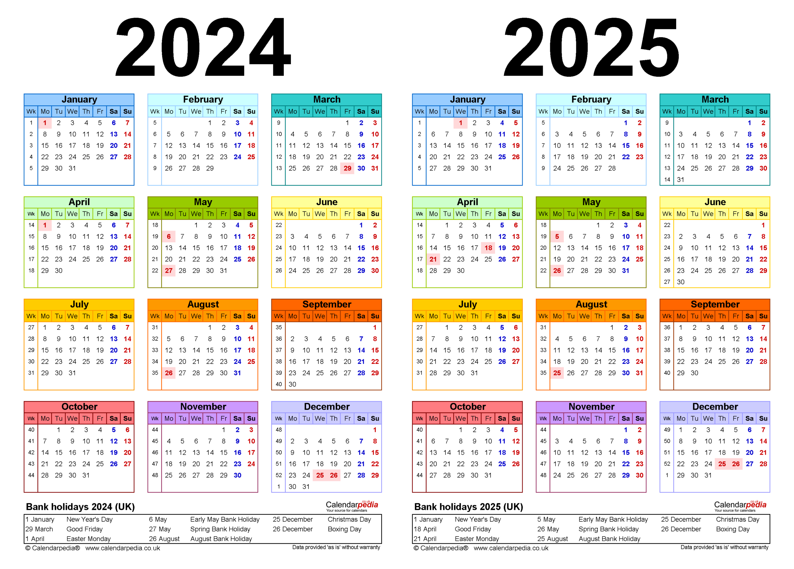 Two Year Calendars For 2024 And 2025 (Uk) For Pdf with Two Year Calendar 2024 and 2025 Printable | CalendarCrazePrint.Com