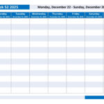 Week 52 2025: Dates, Calendar And Weekly Schedule To Print Within 52 Week Calendar 2025 Printable | CalendarCrazePrint.Com