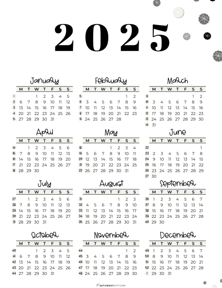 52 Week Calendar 2025 Printable | Calendars 2025