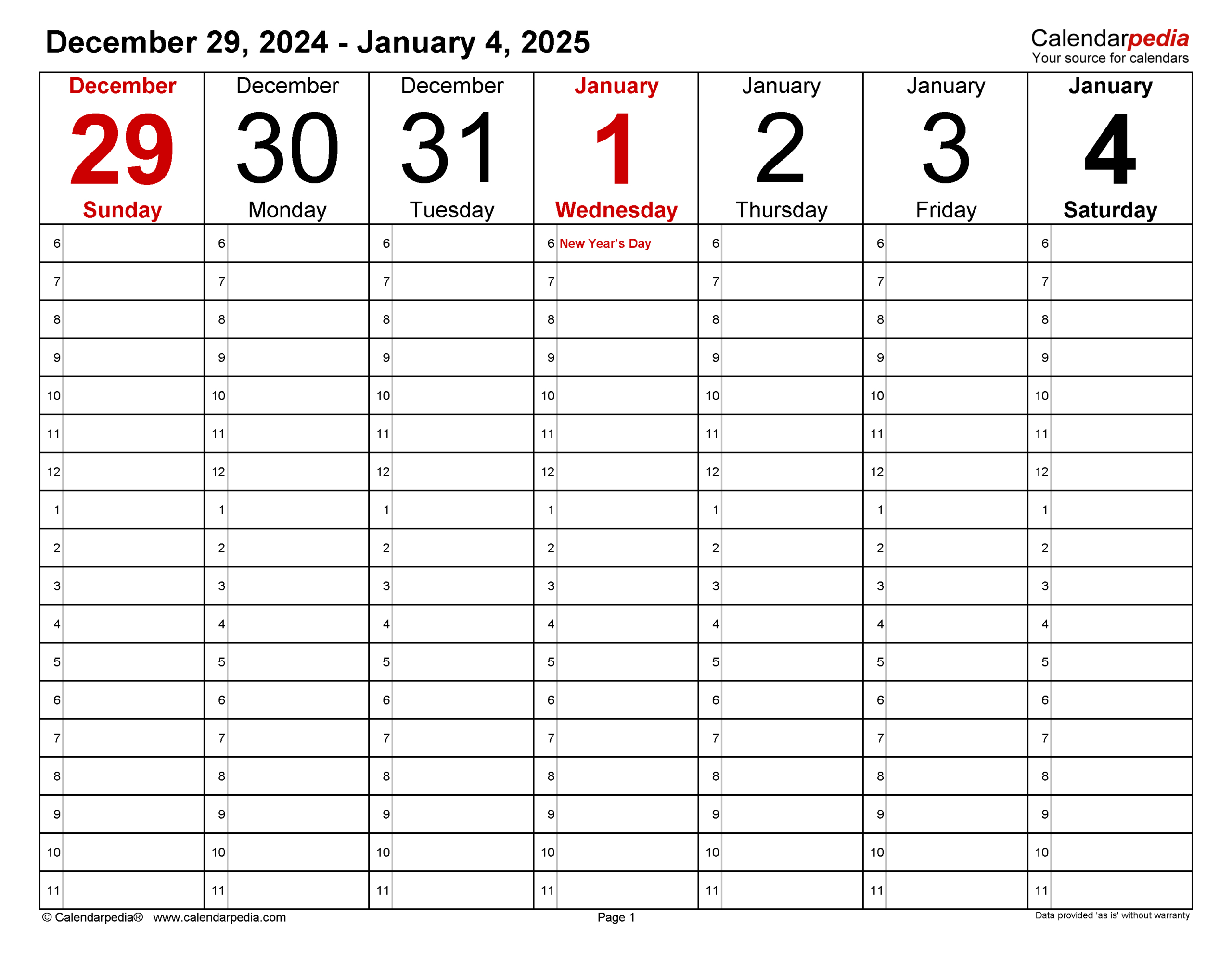 Weekly Calendars 2025 For Pdf - 12 Free Printable Templates for Calendars 2025 | CalendarCrazePrint.Com