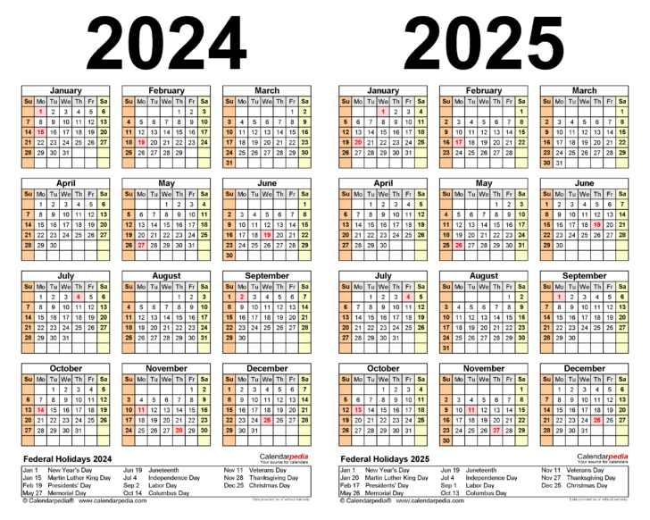 Printable 12 Month Calendar 2024 and 2025 | Calendars 2025