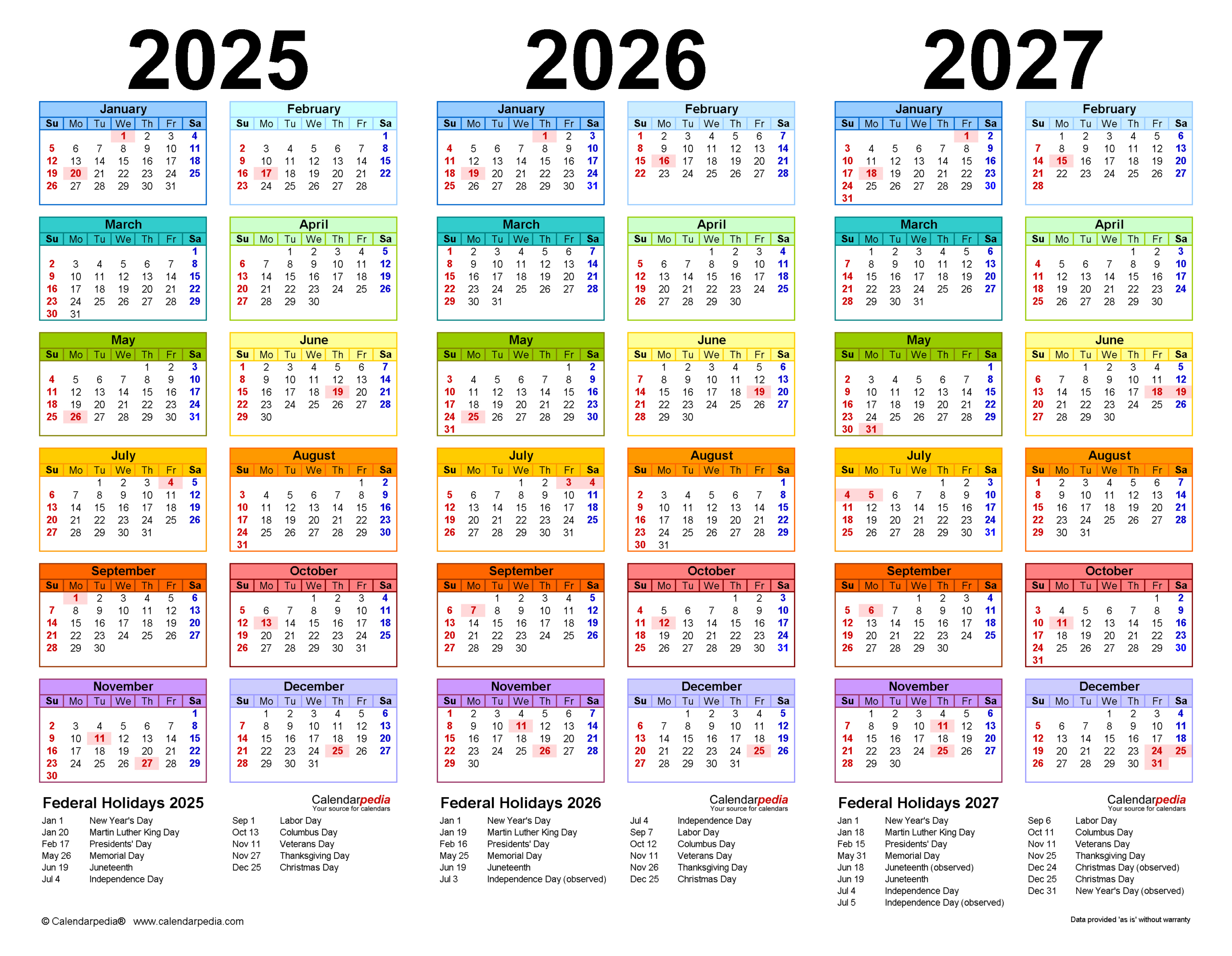 2025-2027 Three Year Calendar - Free Printable Word Templates inside 5 Year Calendar 2025 to 2029 Printable | CalendarCrazePrint.Com
