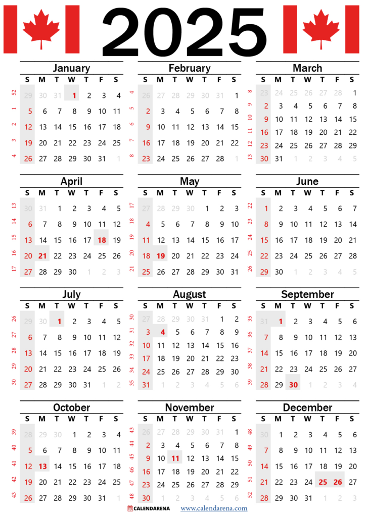 2025 Canadian Calendar Printable | Calendars 2025