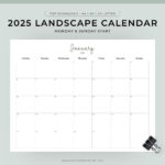 2025 Calendar Printable Landscape, Minimalist Monthly Calendar Intended For 2025 Calendar Printable Landscape | CalendarCrazePrint.Com